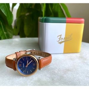 Fossil Carlie Mini Three-Hand Tan Leather Watch